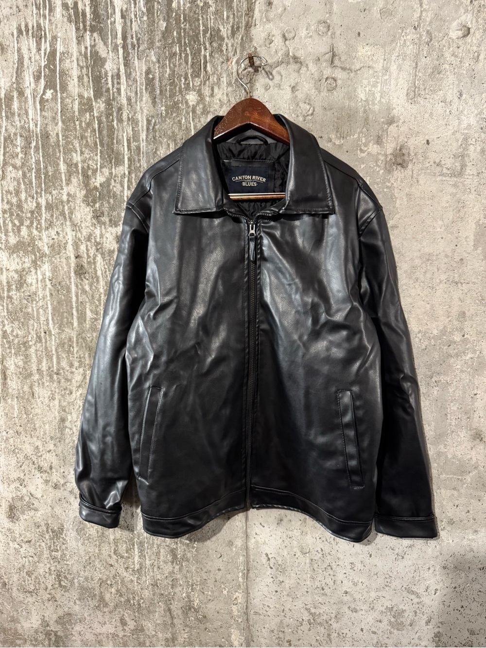 Black Leather Zip Bomber Jacket
